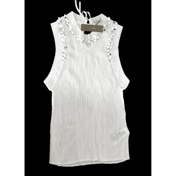 J.CREW Tops - J.Crew Sheer ruffle-trim‎ tank top with sequin embellishments sz